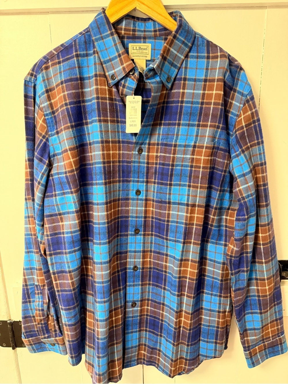 L.L. Bean Men’s Blue and Brown Plaid Button-Down Shirt